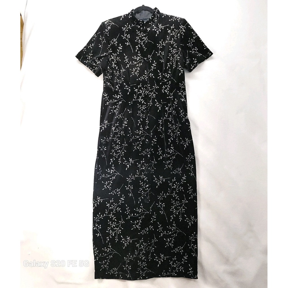 Another Thyme Dress 12β Velvet Glitter Detail Elegant Evening Wear Button Front